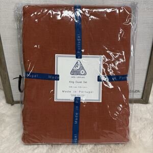 Alda Têxteis King Duvet Set 50% Linen 50% Cotton Terracotta Portugal NWT